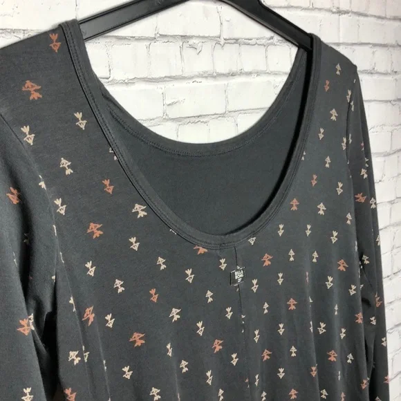 Billabong Long Sleeve Print Tunic Gray Size Small - Picture 4 of 7